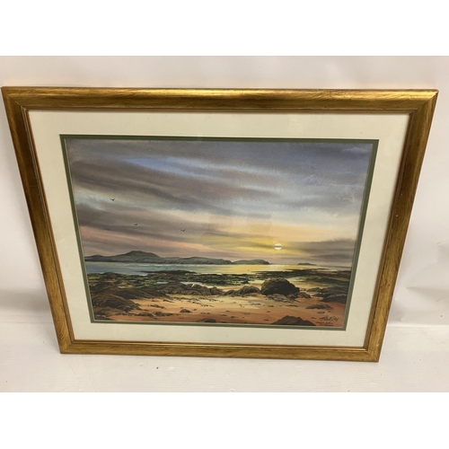 137 - Peter Knuttel,
Donegal coastline from Malin Head,
Large evening scene,
Watercolour,
Signed,
56cm x  ... 