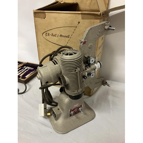 16 - Mixed lot - Bell and Howell projector, binoculars, part set of mother of pearl fruit knives and fork... 