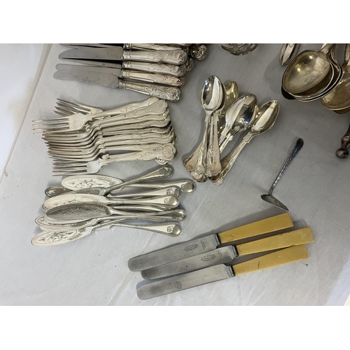 186 - Large quantity of plated cutlery - Kings pattern, etc.