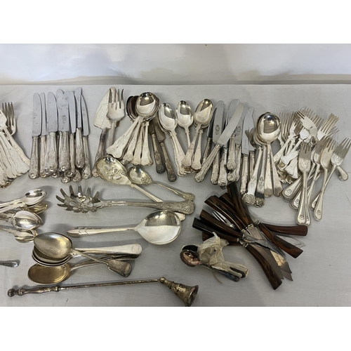 186 - Large quantity of plated cutlery - Kings pattern, etc.