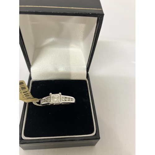 198 - 18ct white gold & diamond ring. Size  M/N.