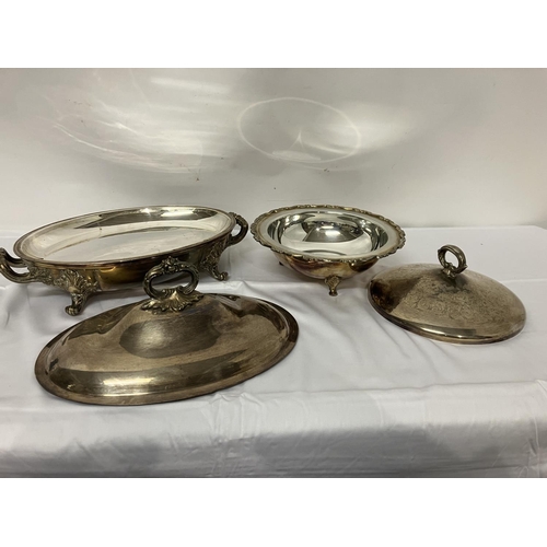 203 - Two silver plated dishes.