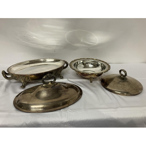 203 - Two silver plated dishes.