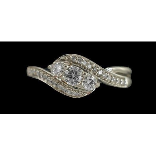 218 - 9ct gold diamond set ring. Size M.