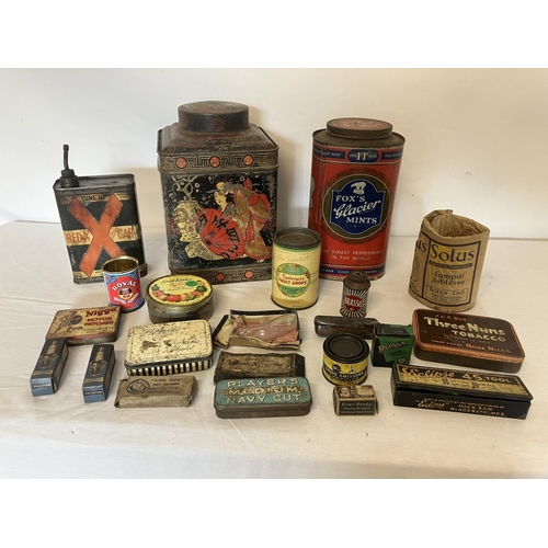 23 - Interesting collection of old tins - Fox's Glacier Mints, etc.