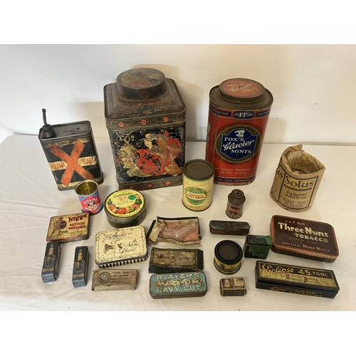 23 - Interesting collection of old tins - Fox's Glacier Mints, etc.