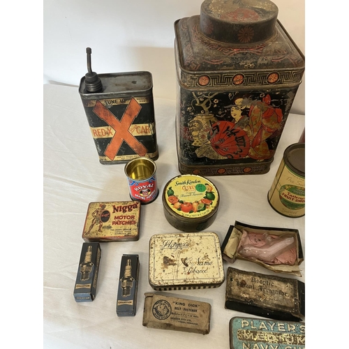 23 - Interesting collection of old tins - Fox's Glacier Mints, etc.