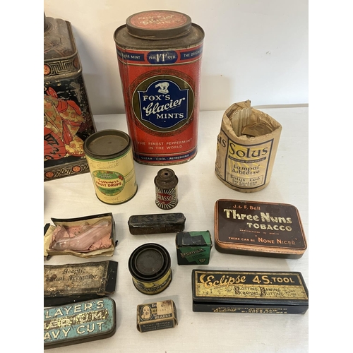 23 - Interesting collection of old tins - Fox's Glacier Mints, etc.