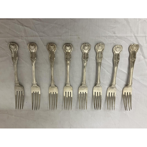 245 - Set of 8 Irish silver dinner forks, M. West, Dublin 1817, 26 troy ozs.