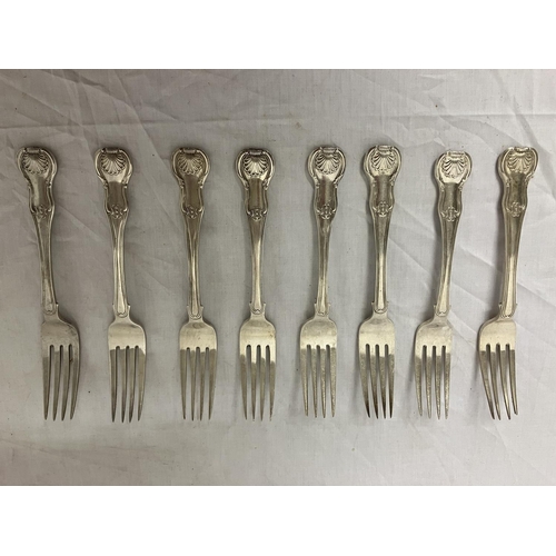 245 - Set of 8 Irish silver dinner forks, M. West, Dublin 1817, 26 troy ozs.