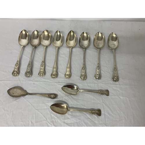 246 - A pair of silver spoons, M. West, Dublin 1817 and a similar smaller pair, 6 early plated large dinne... 