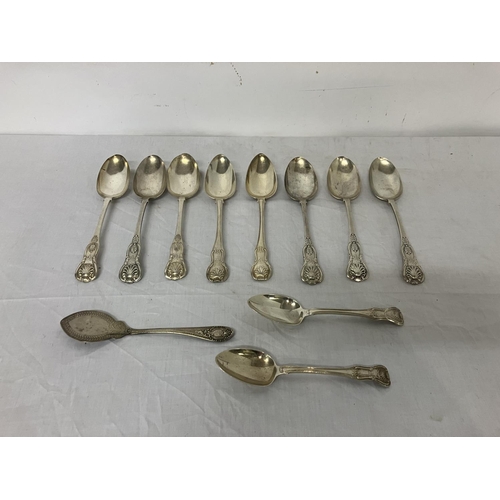 246 - A pair of silver spoons, M. West, Dublin 1817 and a similar smaller pair, 6 early plated large dinne... 