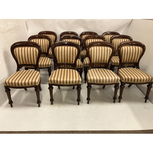 254 - A good set of 12 19th century mahogany dining chairs, nicely upholstered.