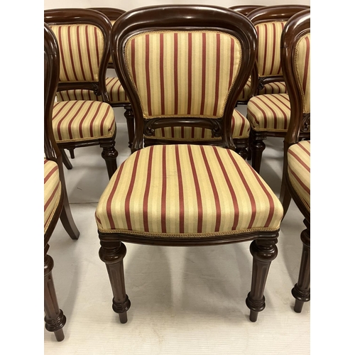 254 - A good set of 12 19th century mahogany dining chairs, nicely upholstered.