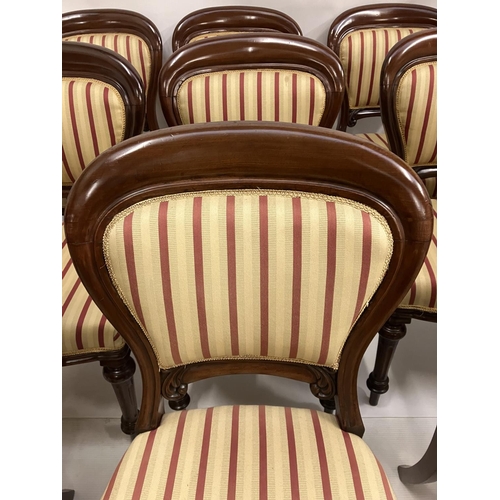 254 - A good set of 12 19th century mahogany dining chairs, nicely upholstered.