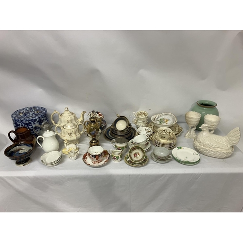 28 - Mixed lot of china ware to include moustache cup and saucer, etc.