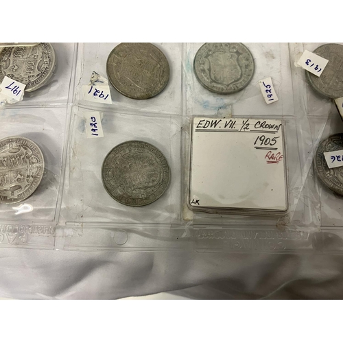 286 - A quantity of English silver half crowns mainly George V, 94 approx.