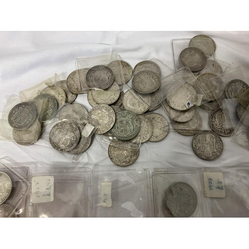 286 - A quantity of English silver half crowns mainly George V, 94 approx.