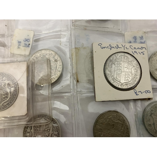 286 - A quantity of English silver half crowns mainly George V, 94 approx.