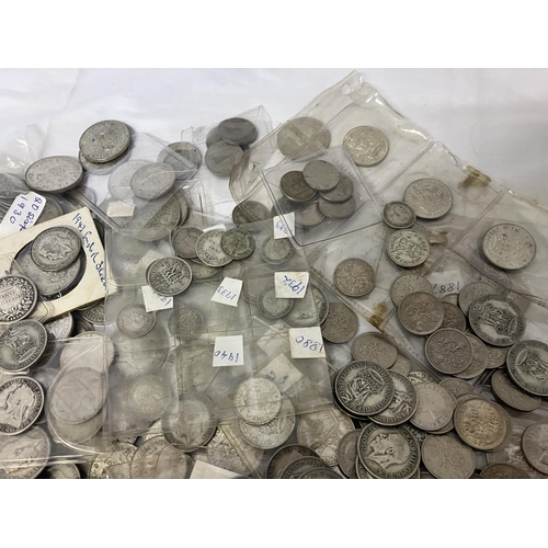 289 - Large quantity of English shillings, 6 pences, etc.