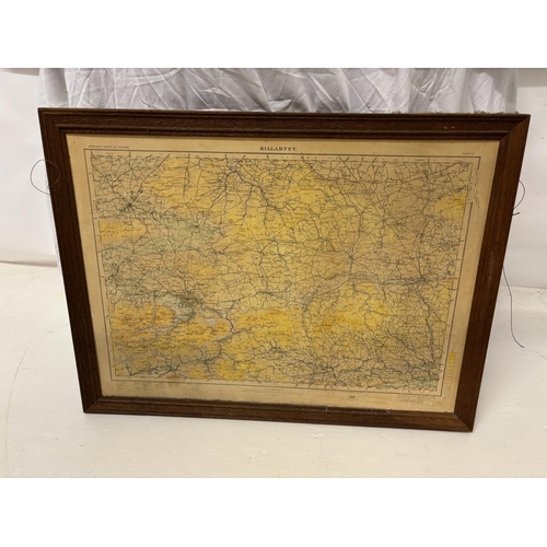 306 - Three framed maps  -2 large relating to Lough Leane, Killarney and an ordnance survey map of Killarn... 