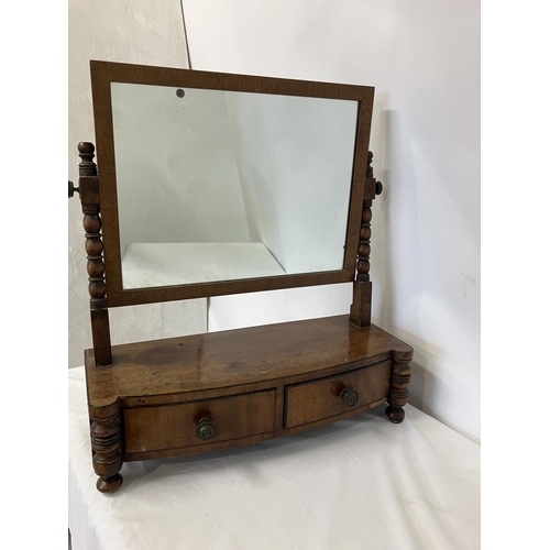 311 - 19th century Cork mahogany chest top dressing mirror fitted with 2 drawers.