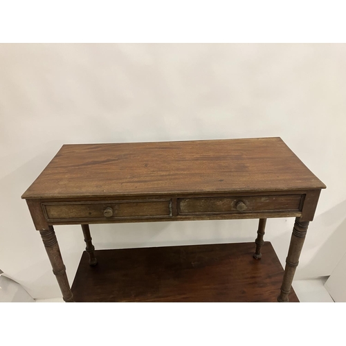 332 - Two 19th century mahogany side tables. Large 120cm x 65cm, other one 108cm x 47cm approx.