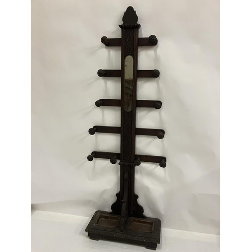 338 - Antique carved oak hat/coat and umbrella stand.