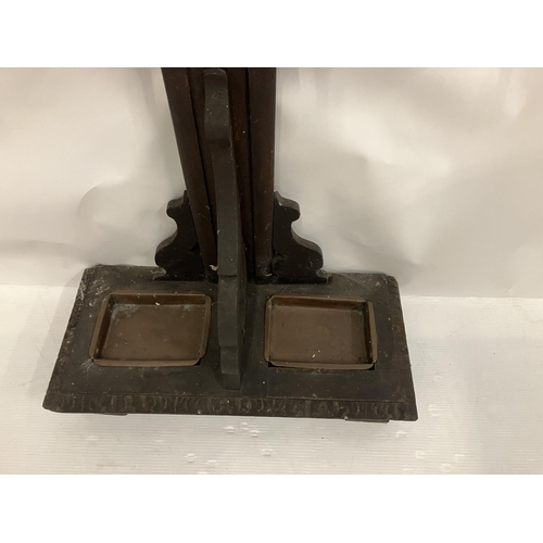 338 - Antique carved oak hat/coat and umbrella stand.