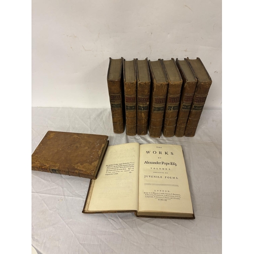 340 - The Works of Alexander Pope Efq in nine volumes. (9).  Covers fairly worn.