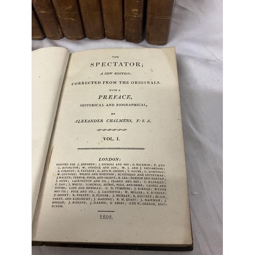 355 - The Spectator complete in 10 vols by Alexander Chalmers, London 1808, nicely bound.