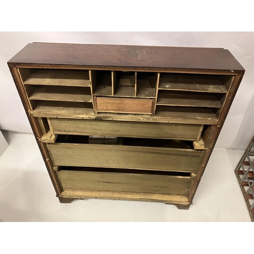 404 - Mahogany bureau (lacking back panel), wine rack and occasional table. As found.