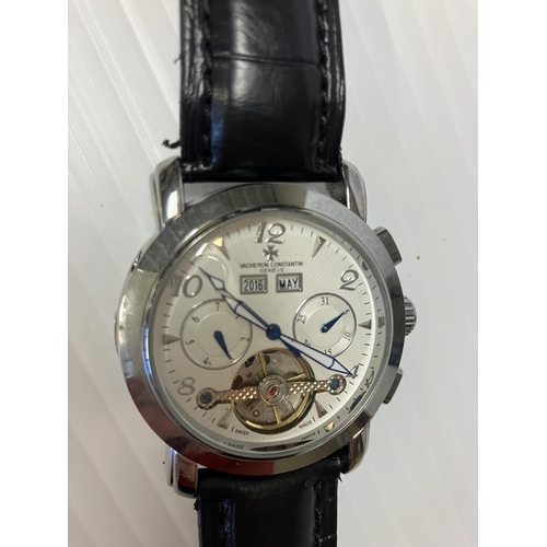 411 - A replica Vacheron Constantin stainless steel wrist watch.