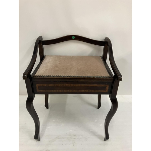 6 - Edwardian mahogany piano stool.