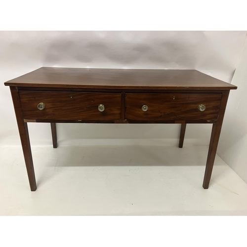 60 - Georgian mahogany side table, the rectangular shaped top having 2 deep drawers and raised on tapered... 