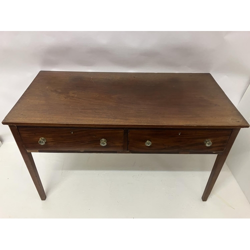 60 - Georgian mahogany side table, the rectangular shaped top having 2 deep drawers and raised on tapered... 