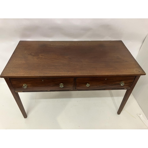 60 - Georgian mahogany side table, the rectangular shaped top having 2 deep drawers and raised on tapered... 