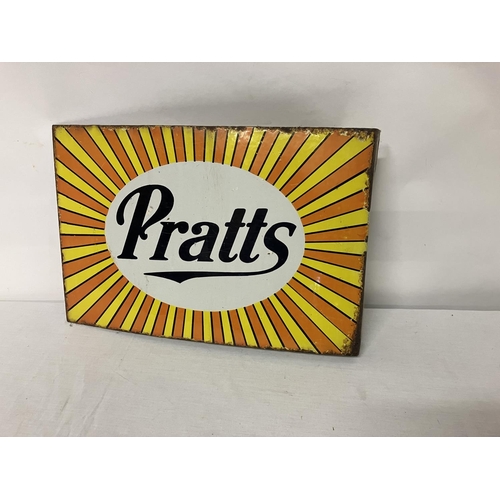 74 - Original old Pratts double sided advertising sign. 45cm x 30cm.