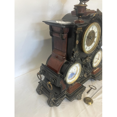 80 - A good large French 19th century mantel clock, the decorative rouge and black marble case fitted wit... 