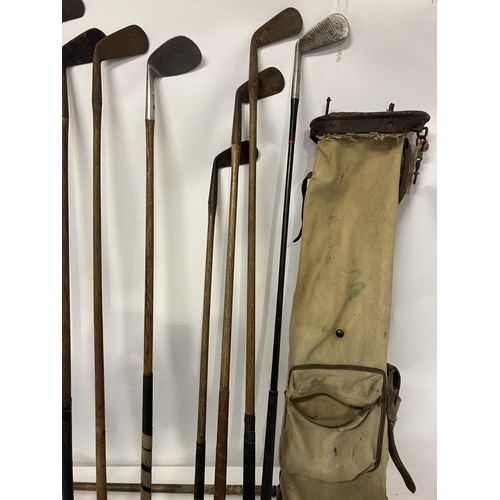 93 - A good collection of old golf clubs with various makers names - T. Morris, J. Webb, J. Fulford, Ches... 