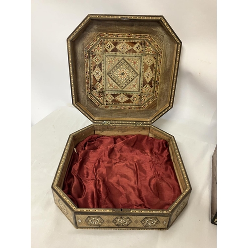 99 - A collection of boxes and blotter to include a good mahogany inlaid box, the interior having drop in... 