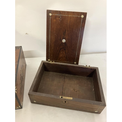 99 - A collection of boxes and blotter to include a good mahogany inlaid box, the interior having drop in... 