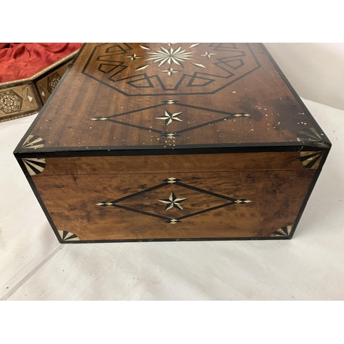 99 - A collection of boxes and blotter to include a good mahogany inlaid box, the interior having drop in... 