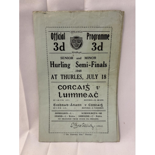 147 - A quantity of 8 hurling and 1 football programmes from the 1940's & 1950's. (see photos)