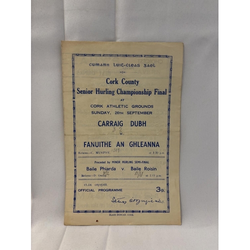 147 - A quantity of 8 hurling and 1 football programmes from the 1940's & 1950's. (see photos)