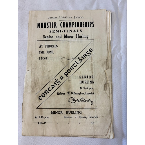 155 - Quantity of programmes - Munster Hurling Championship dating from the 40's on, see photos.