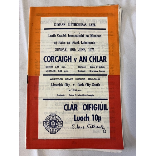 155 - Quantity of programmes - Munster Hurling Championship dating from the 40's on, see photos.