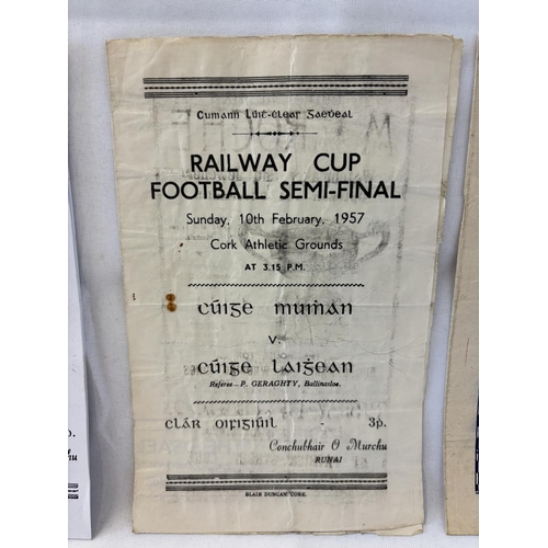 156 - Railway Cup Hurling and Football, two early original programmes and 1 photocopy.