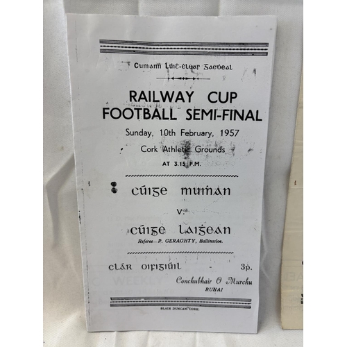 156 - Railway Cup Hurling and Football, two early original programmes and 1 photocopy.
