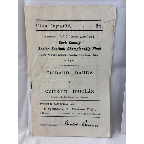 160 - Cork County Senior Football Championship - 3 original programmes and 2 copies, see photos.